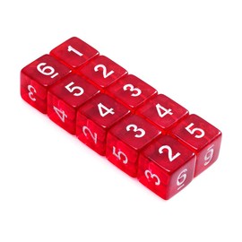Yourandoll 10pcs Polyhedral Dice D6 (1-6) Dice 6 Sided Dice 16mm for Dungeons and Dragons DND TRPG MTG Dice and More Table Games (Transparent Red)