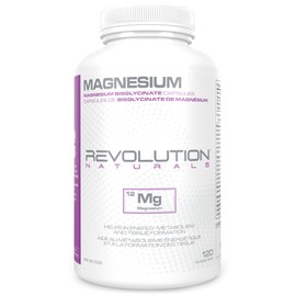 Revolution Nutrition Magnesium Glycinate, Helps Energy Metabolism and Support bone and Muscle Functions, 100mg, 120 Capsules