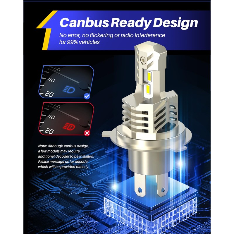AUTOONE 9003/H4/HB2 Bulbs LED Super Bright, 6000K White H4 Fog