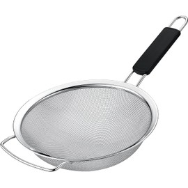 Kafoor 7" Fine Mesh Strainer with thermo plastic rubber handle - Sieve Fine Mesh Stainless Steel - Ideal to Strain Pasta, Quinoa and Rice.