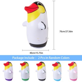 2 Pack Inflatable Penguin Punching Bag Blow Up Bag Already Filled with Sand Birthday Party Decorations 27.6" Random Color