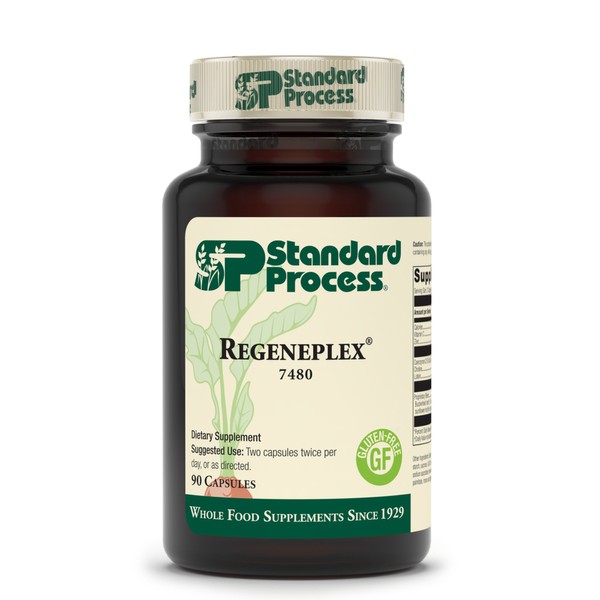 Standard Process Regeneplex - Whole Food Antioxidant, Blood Circulation and Skin Health, Digestion and Digestive Health with Coenzyme Q10 and Holy Basil for Wrinkles and Fine Lines - 90 Capsules