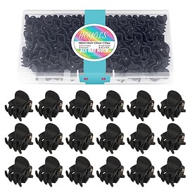 Hoyols Clips para el pelo pequeño de 1/2 pulgadas, color negro mate, pinzas pequeñas, no se deslizan, no se arrugan, agarre fuerte para mujeres y niña