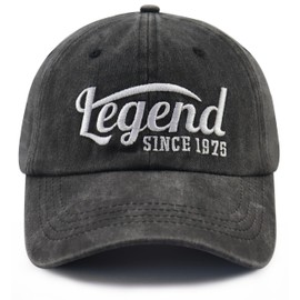 Zhstodfor 50th Birthday Decorations for Men Women, 50th Birthday Hat for Mom Dad, Legend Since 1975 Baseball Cap, Fathers Day Birthday Gifts for Wife Husband Black