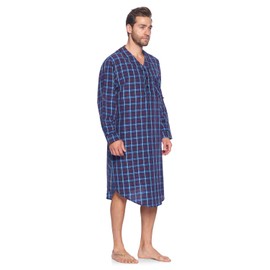 Ashford & Brooks Mens Woven Long Sleep Shirt Nightshirt - Blue/Burgundy - X-Large
