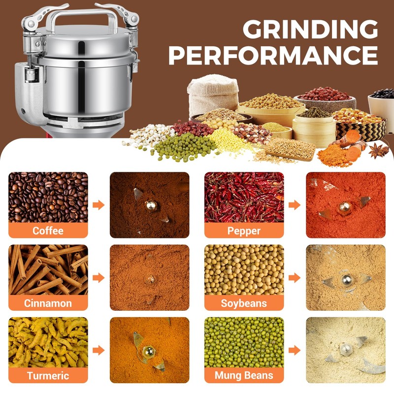LEEVOT Grain Mill 300g Commercial Spice Grinder Electric 1200W Stainless
