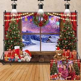 OFILA Merry Christmas Backdrop for Photography 10x8FT Firework Snowflake Snow Landscape Photo Background Winter Christmas Tree Backdrop Xmas Family Holiday Party New Year Adult Kids Photo Backdrp