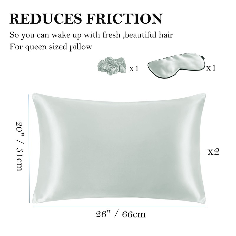 PiccoCasa Pillowcase Set of 2 Zippered Satin Blindfold with Headband