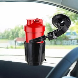 Car Cup Holder, Adjustable Drink Cup Holder with Car Door Handle Protector Sticker, Universal Anti-Spill Drink Fold Suction Cup Holder for Boat, Office, Desk, Surfboard (Black)