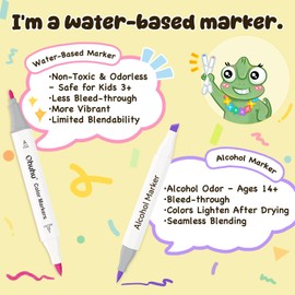 Ohuhu Markers for Adult Coloring Books No Bleeding 60 Colors Water-based Dual Tips Coloring Markers for Kids Adults Beginners Drawing Pens for Journaling Lettering (Brush & Fine)