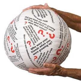 S&S Worldwide Toss 'n Talk-About Family History Ball. Beach Ball Style Ball, 16" Inflated Dia. Printed with Instructions or Questions to Encourage Social Interaction, Reminiscing About Families.
