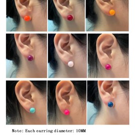 LZMEI 10mm 10 pairs colors Assorted Mixed Imitation Round Pearl Earrings Studs Holiday gifts for Women