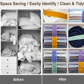 Siaomo Bed Sheet Organizer Bands, Sheet Set Storage Label Bands, Elastic Bedding Sheet Straps Wraps for Organizing Linen Closet （Full 4PCs | Green）