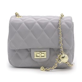 DOTBABY Diamond Chain Shoulder Crossbody Bag, Fashionable Women's Leather Tote Handbag, Adjustable Straps,Buckle Opening Bag (grey)