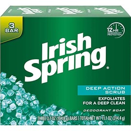 Irish Spring Deep Action Scrub Deodorant Soap by, 3 Count, Fresh, 11.1 Oz (Packaging may Vary)
