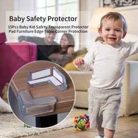 Tnfeeon 15pcs Protector de Esquina, Protector Transparente de Seguridad para bebés Muebles Mesa de Borde Protección de Esquina para gabinetes Cajones Mesas Electrodomésticos
