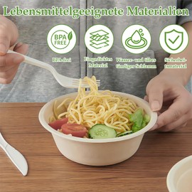 Coztie Soup Bowl, Pack of 100 Disposable Bowls, 350 ml, Soup Bowls, Disposable, Sugarcane Bagasse Disposable Bowls, Compostable Disposable Bowls for BBQs Party and Picnics, Paper Bowls 13.5 x 4.5 cm