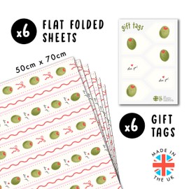 Anniversary Wrapping Paper For Husband Wife - Olive You! - 6 Sheets Funny Gift Wrap - Valentine Wrapping Paper Sheets For Boyfriend Girlfriend - Love Wedding Birthday - Comes With Tags
