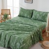 Yibeizi Green Floral Sheet Set King, Botanical Rustic Pattern Bed