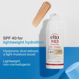 EltaMD UV Daily Tinted SPF 40 Face Sunscreen Moisturizer with Zinc Oxide, Tinted Daily Face Moisturizer with SPF, Sunscreen for Dry Skin,1.7 oz Pump