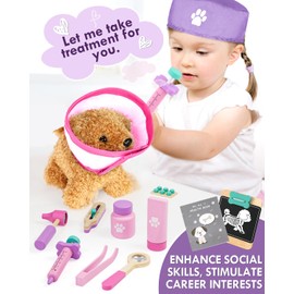 Lehoo Castle Kids Doctor Set, Pet Care Play Set, Vet Dog Pretend Play Doctor Kit Kids with Doctor Costume Doctor Bag Stethoscope, Role Play Set for 3 4 5 Year Boys Girls