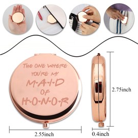 PLITI Maid of Honor Compact Mirror Bridal Shower Gift The One Where You're My Maid of Honor Wedding Pocket Mirror (Where Maid Honor CMrg)