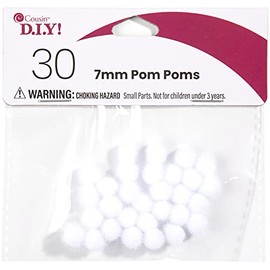 Cousin DIY White 7mm Pom, 30 Pack