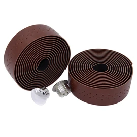 KINGOU Dark Brown Handlebar Tape Luxury PU Leather Bar Tape Fixed Gear/Road Bike Bar Wrap with 2 Reflective Plug