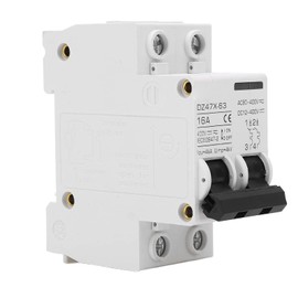 2 Poles AC DC Miniature Circuit Breaker, DZ47X-63 16A DC 12-400V, AC 90-400V Low Voltage DIN Rail Mount Solar Disconnect Switch, Flame Retardant Breaker for Solar Panels Grid
