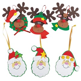Santa and Reindeer Christmas Ornament Kits, Set of 24 Foam Christmas Crafts for Kids