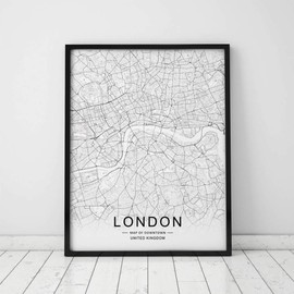 London Map Wall Art London Street Map Print London Map Decor City Road Art Black and White City Map Office Wall Hanging 11x14inch Unframed
