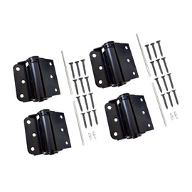 QCAA Adjustable Spring Hinge, Half Surface, 3", Black, 4 Pack(2 Pairs), Made in Taiwan