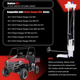 47-1012 2522139 Electric Fuel Pump Moduel Assembly Compatible With Polaris Ranger 800/800 EFI/Crew 800 EPS/XP 800, Fits for 800 4X4 / 6X6 2011-2012, Replace OE# 47-1012 2522139 HFP-A3963 2204402