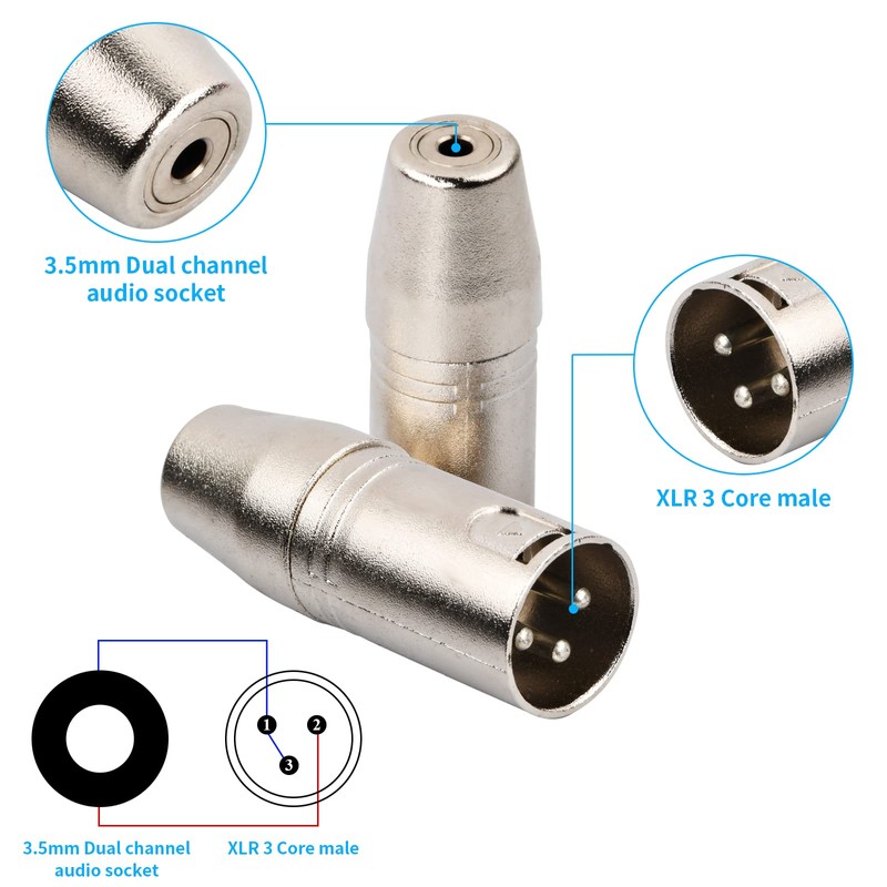 XLR 3-Pin Male to 3.5 mm Female Audio Adapter 3.5