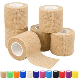 2" Self Adhesive Bandage Wraps, 6pcs 5 Yard Breathable Elastic Wraps, Skin Color Vet Wraps