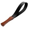 SUNSDEW Leather Paddle with Anti-Slip Wooden Handle, Riding Crop for