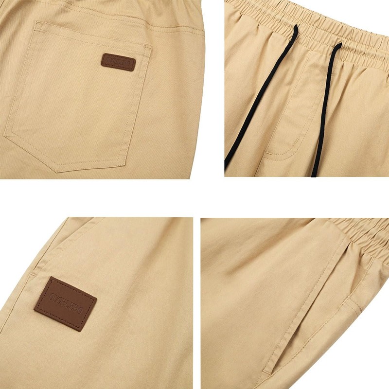 Ougelebo Men's Cotton Elasticated Waist Shorts with Drawstring, peacock blue