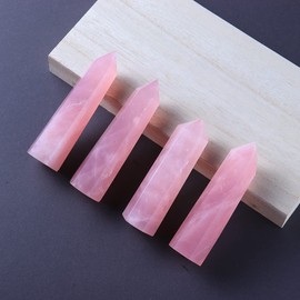 PEMBREY Rose Quartz Crystal Tower Obelisk | Natural Crystal Wand Point (4/5 cm)