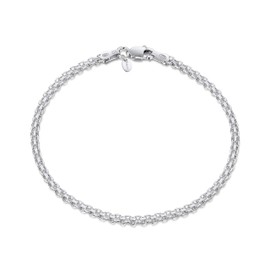 Amberta 925 Sterling Silver 2.2 mm Bismark Chain Bracelet Length 7" inch / 18 cm (7)