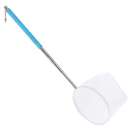 Aquarium Fish Net Small Round Fishing Net Stainless Steel Fish Shrimp Skimming Net Extendable Handle Shrimp Net Round Debris Skimming Net Pond Net Fish Scooper Net for Aquarium Fish Tank Pond (Blue)