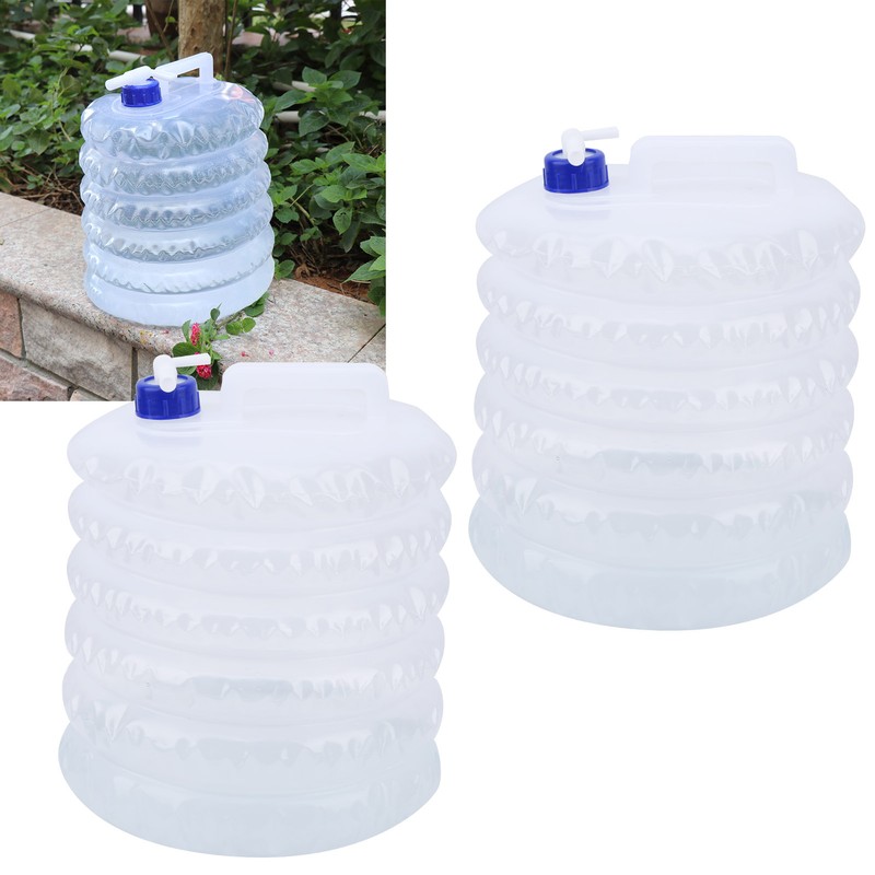 2PCS Outdoor Foldable Water Bucket Portable Plastic Water Bag Bottle