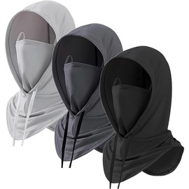 3 Pack Summer Balaclava Sun UV Protection Hood Breathable Full  Mask  Cover for Men Women  Cycling Fishing - Color: 3pcs-black