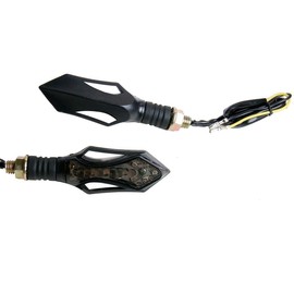 MotorToGo Black LED Motorcycle Turn Signals Smoke Lens Black Arrow LED Turn Signals Lights Blinkers Compatible for Yamaha FZ07