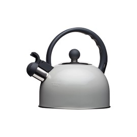 Induction-suitable whistling kettle of the Living Nostalgia series by KitchenCraft, 1.3 L, kettle in antique cream color, metal, gray, 18 x 21.5 x 21 cm