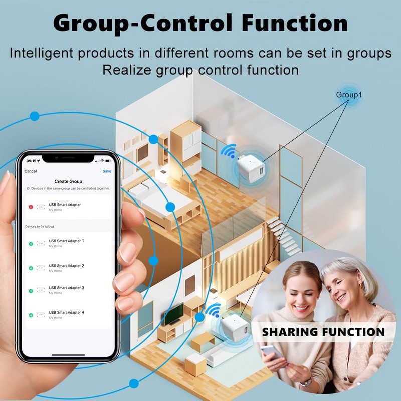 UanTii Smart Adapter Tuya WiFi USB Adapter Timing Schedule Adapter