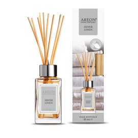 Areon Home Luxury Perfume Reed Diffuser + 10 Rattan Reeds, Silver Linen 85 ml