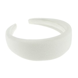 Womens Sponge Puffy Thick Wide Slightly Padded Velvet Christmas Birthday Wedding Guest Bridesmaid Party Formal Boho Vintage Evening Fancy Headband Alice Band Hair Accessories Hairband (White)