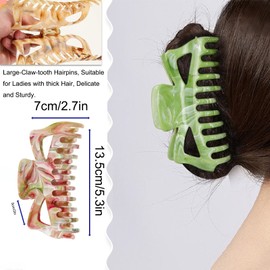 Flomiara Large Hair Clips for Thick Hair Women, 13,5 cm Big Non-slip Matte Hair Claw Clips Strong Hold Hair Jaw Clips, Hairpins Suitable Both Ladies Girls (Beige, Deep Pink, Flesh Pink, Apple Green)