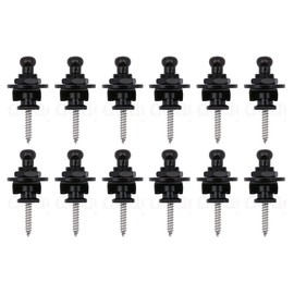 12pcs Black Guitar Strap Locks Buttons Round Head For Guitar Bass Security Quick Release Straplocks Strap Parts