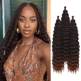 Pack of 3 Braids Extensions Crochet Braids Hair 24 Inch Crochet Hair Faux Locs Crochet Hair Wig Made of Chemical Fibre Crochet Hair, Suitable for Black Women (Black and Brown Colour Gradient)